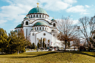 Fototapeta na wymiar The Cathedral of Saint Sava in Belgrade, Serbia. Largest Serbian Orthodox church in the Balkans.