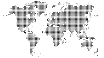 World map with small blacks dots pattern