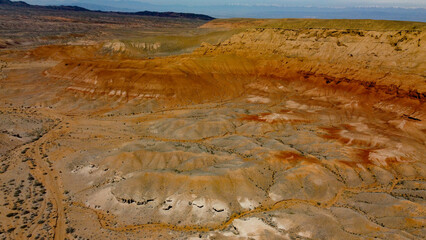 Red mountains, mars, top view, landscape