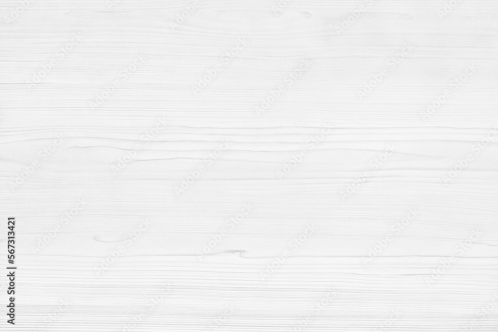 Wall mural White wooden table close-up surface texture. Light grey wood grain background