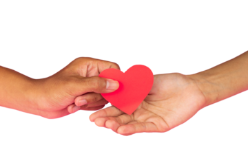 hands give red hearts to valentines day theme