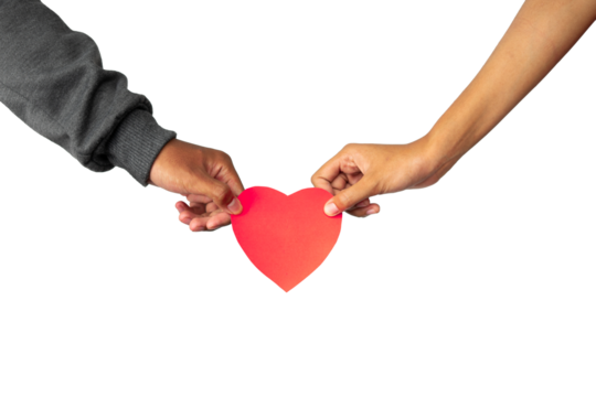two hands holding heart. couple holding red love shape - Powered by Adobe