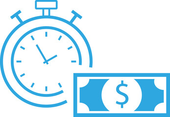 Alarm clock with dollar sign symbol icon design elements.