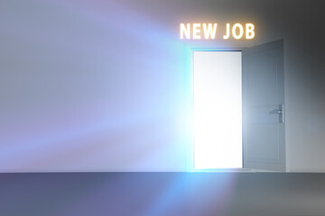 New job concept with open door