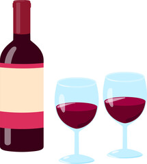 赤ワインのボトルとグラス