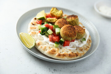 Homemade falafel with pita bread