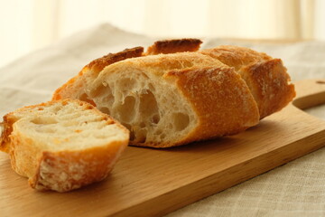sliced bread on wooden board