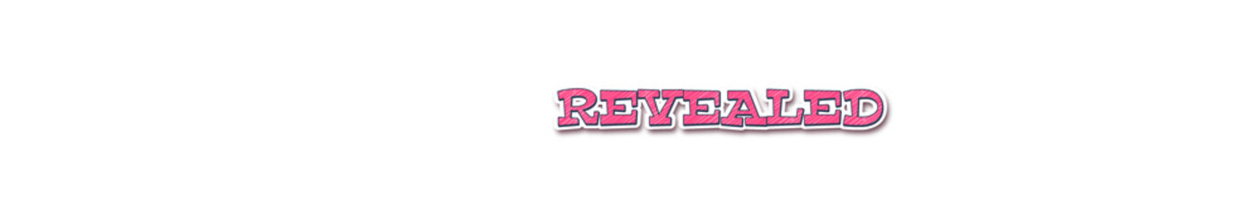 REVEALED Sticker typography banner with transparent background