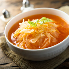 Traditional homemade cabbage soup