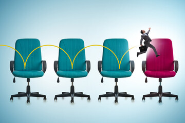 Promotion concept with office chairs and businessman