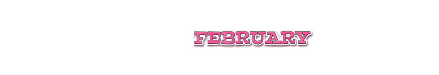 FEBRUARY Sticker typography banner with transparent background