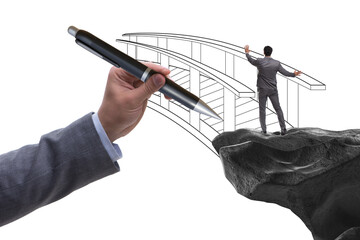 Hand drawing bridge in business concept