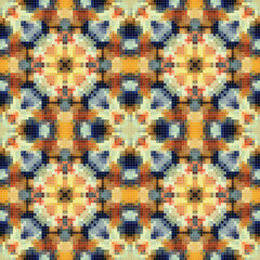 Pixel mosaic seamless pattern design, Repeat textile design. 