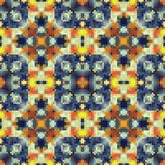 Mediterranean mosaic seamless pattern design, Repeat textile design. 