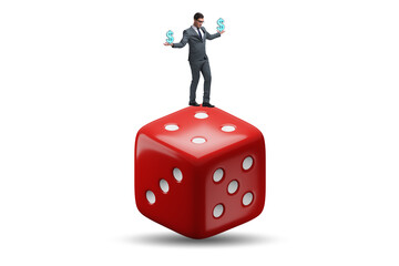 Businessman in uncertainty concept with dice