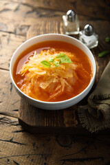 Traditional homemade cabbage soup