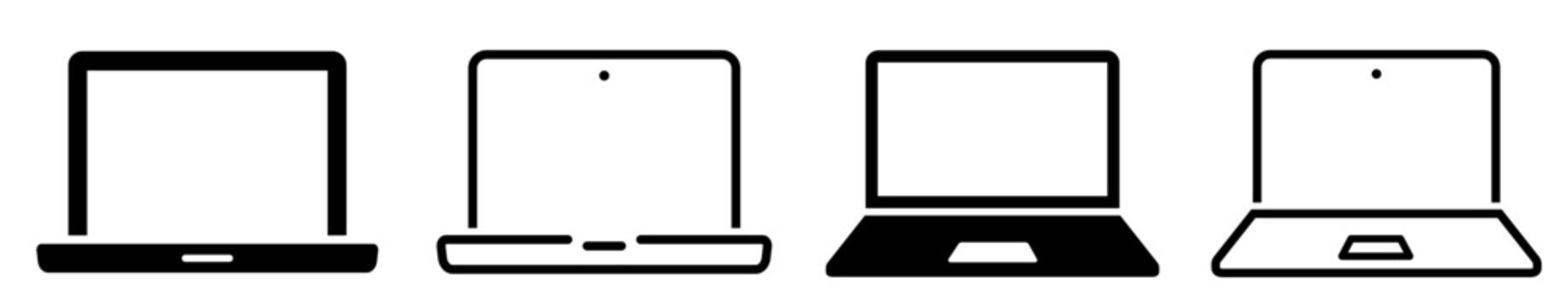 Laptop icons set. Laptop outline and flat style. collection Laptops or notebook computer. Flat and line icon - stock vector.