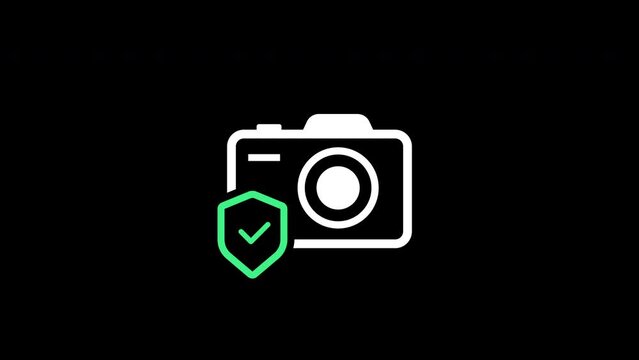 camera icon with shield sign.motion animation