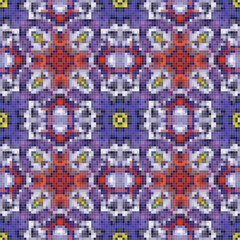 Fototapeta premium Mediterranean mosaic seamless pattern design, Repeat textile design. 