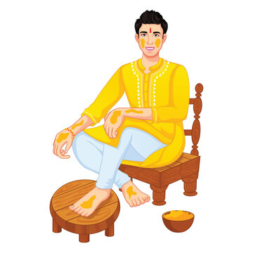 Indian Wedding Groom for Haldi Ceremony 
