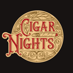 Typography vintage cigar emblem logo