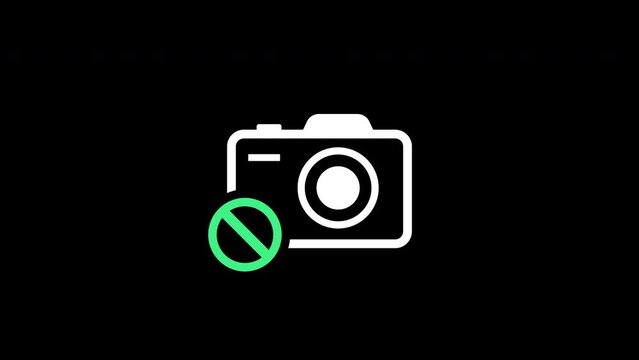 camera icon with prohibition sign.motion animation