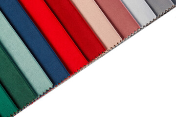 Different samples of velvet fabric