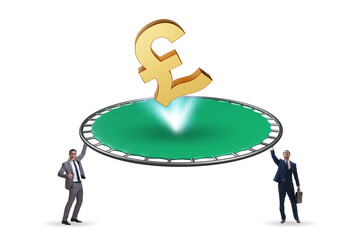 Monetary concept with currency bouncing off the trampoline