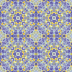 Mediterranean mosaic seamless pattern design, Repeat textile design. 