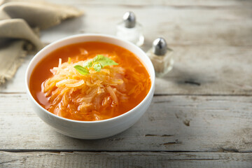 Traditional homemade cabbage soup