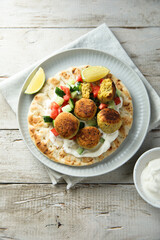 Homemade falafel with pita bread