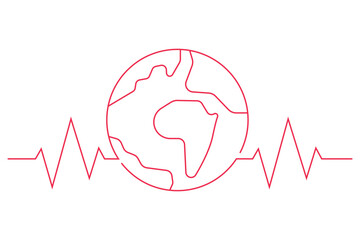 Ecg Heartbeat Line Connected With World