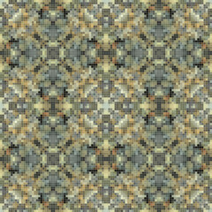 Mediterranean mosaic seamless pattern design, Repeat textile design. 