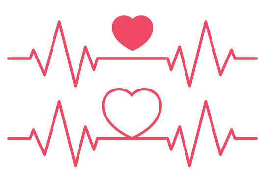 recommend clip art: Two Heartbeat Ecg Line Heart Outlines
