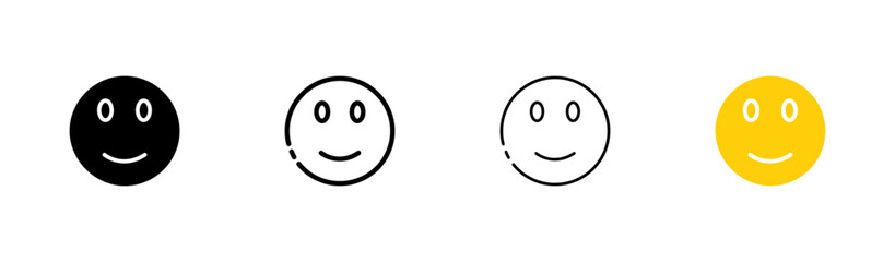 Emoticon set icon. Review, rating, emoticon, five stars, good mood, comment, click, rate the level of service. Impression concept. Vector icon in line, black and colorful style on white background