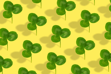 Clover leaf pattern on colored background. Abstract background for St. Patrick's Day