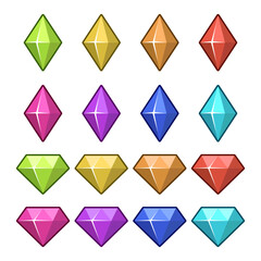 Icons set for isometric game elements, colorful isolated vector illustration of Game Diamonds for abstract flat game concept
