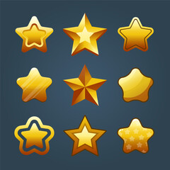 Icons set for isometric game elements, colorful isolated vector illustration of Game Stars for abstract flat game concept