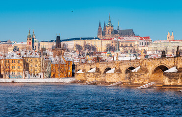 night, city, river, architecture, bridge, winter, water, europe, czech, building, travel, church,...