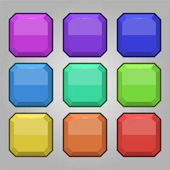Icons set for isometric game elements, colorful isolated vector illustration of Octagon blank buttons for abstract flat game concept