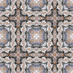 Fototapeta premium Pixel mosaic seamless pattern design, Repeat textile design. 
