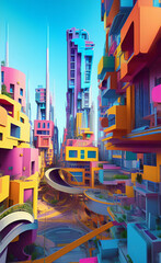 futuristic city skyline, generative ai, concept illustration, these depiction is fictitious and generated