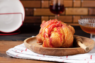 Italian Carnival Fritters with Alchermes - Carnival Strufoli typical Umbrian sweet dish for...