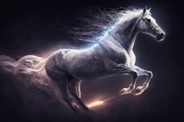 Obraz na płótnie Canvas A horse made of light particle star. Generative AI 