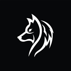 Wolf Silhoutte Vector Logo Illustration. Black Wolf Silhoutte Concept White Isolated. Flat Cartoon Style Suitable for Web Landing Page, Banner, Flyer, Sticker