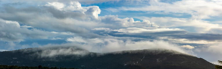 Morning fog on top of mountain