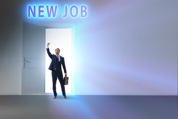 New job concept with open door