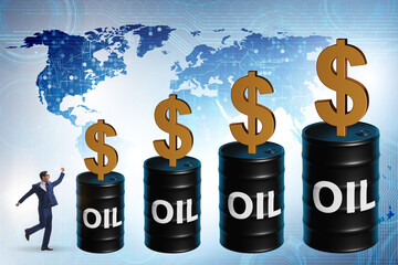 Businessman in oil prices concept