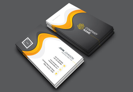 Business Card Layout with Colorful Design