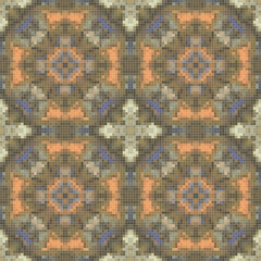 Pixel mosaic seamless pattern design, Repeat textile design. 